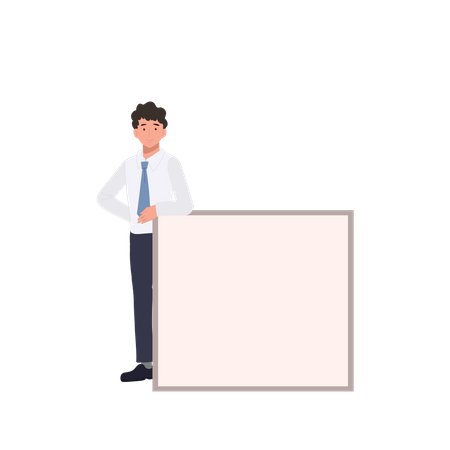 Businessman holding a blank board  Illustration