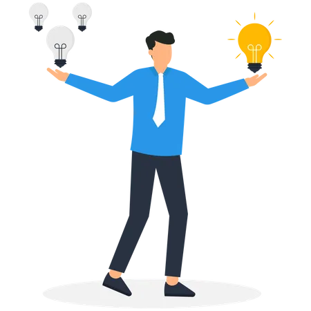 Businessman holding a light bulb Innovation and inspiration  Illustration
