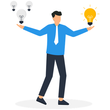 Businessman holding a light bulb Innovation and inspiration  Illustration