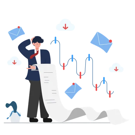 Businessman holding a long document  Illustration