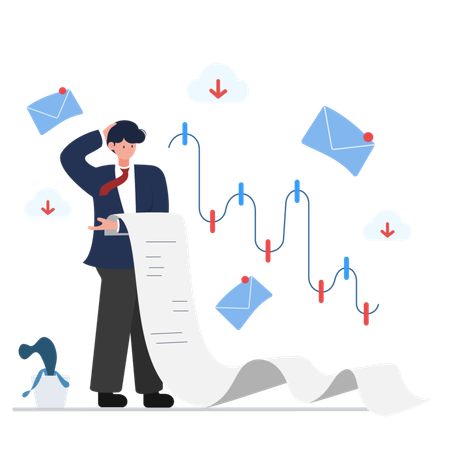 Businessman holding a long document  Illustration