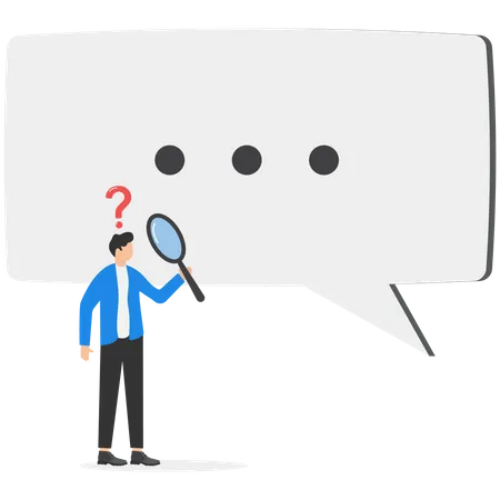 Speech Bubble And Businessman Holding A Magnifying Asking Questions And Finding Answers Modern Vector Illustration In Flat Style Illustration