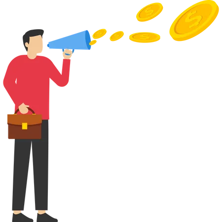 Businessman holding a megaphone  Illustration