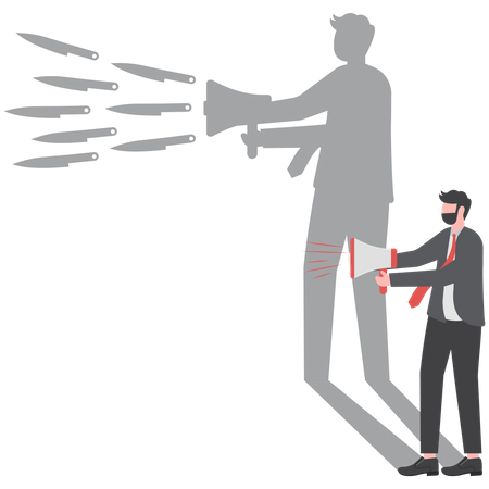 Businessman holding a megaphone standing and shouting  Illustration