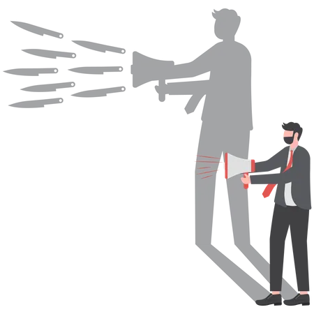 Businessman holding a megaphone standing and shouting  Illustration