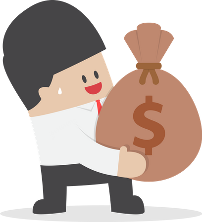 Businessman holding a money bag with dollar sign  Illustration