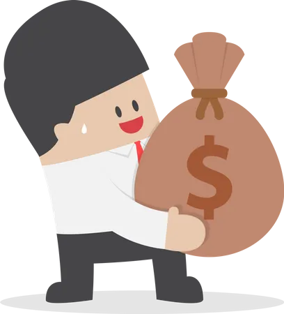 Businessman holding a money bag with dollar sign  Illustration