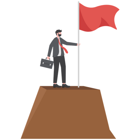 Businessman holding a victory flag  Illustration