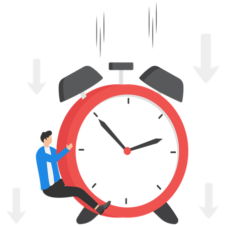 Businessman holding alarm clock while having work deadline  Illustration