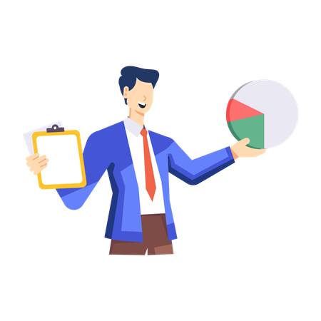 Businessman holding analysis report  Illustration