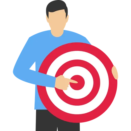 Businessman holding archer target or dash pointing at target  Illustration