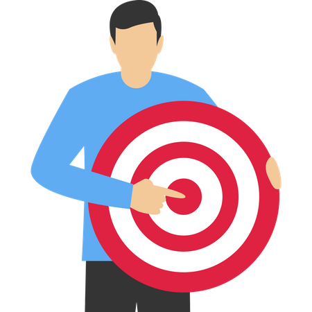 Businessman holding archer target or dash pointing at target  Illustration