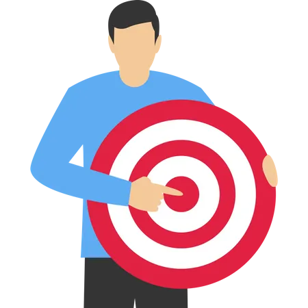 Businessman Holding Archer Target Or Dash Pointing At Target Focus On Business Targets Setting Goals For Motivation Target Audience For Advertising Or Goals For Career Development Concept Illustration