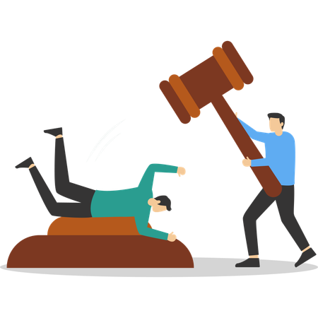 Businessman holding big gavel for Justice and others plead  Illustration