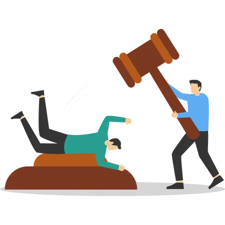 Businessman holding big gavel for Justice and others plead  Illustration