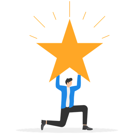 Businessman holding big star  Illustration