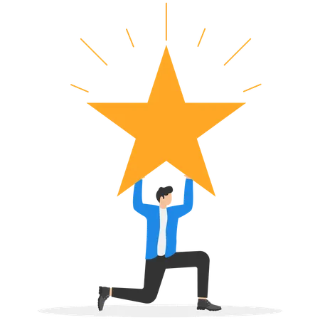 Businessman holding big star  Illustration