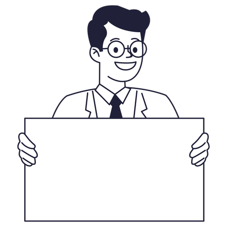 Businessman holding blank board  Illustration