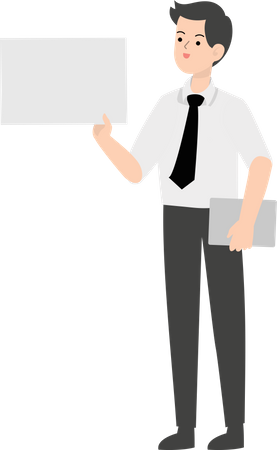 Businessman holding blank paper Illustration