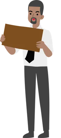 Businessman Holding Blank Placard Illustration