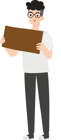 Businessman Holding Blank Placard  Illustration