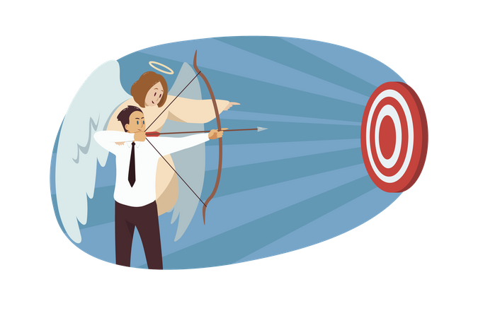 Businessman holding bow and arrow  Illustration