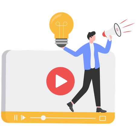 Businessman holding bulb while getting marketing idea  Illustration