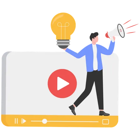 Businessman holding bulb while getting marketing idea  Illustration