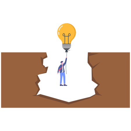 Businessman holding bulb while having business idea  Illustration