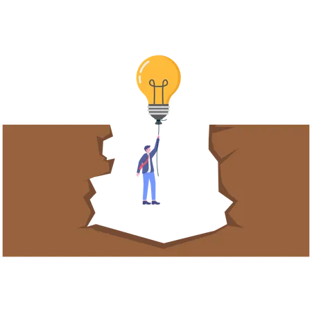 Businessman holding bulb while having business idea  Illustration