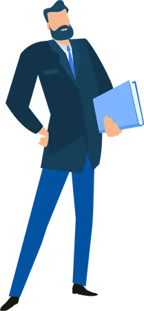 Businessman holding business book  イラスト