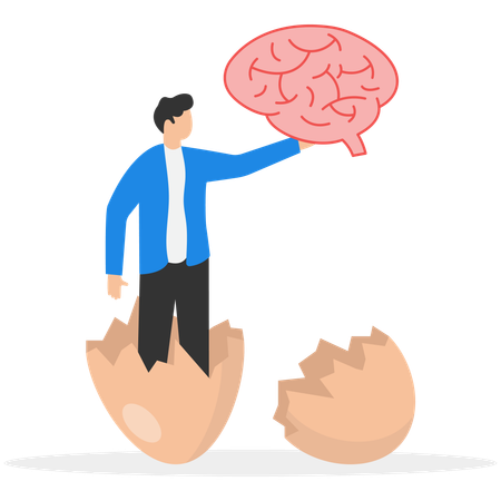 Businessman holding business brain  Illustration