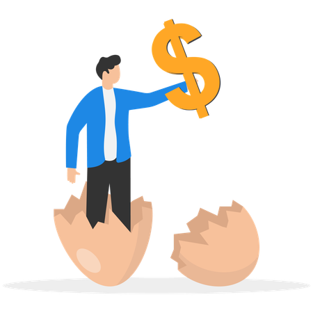 Businessman holding business finance  Illustration