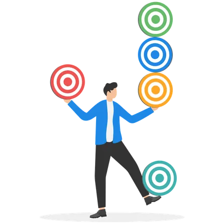 Businessman holding business goal  Illustration