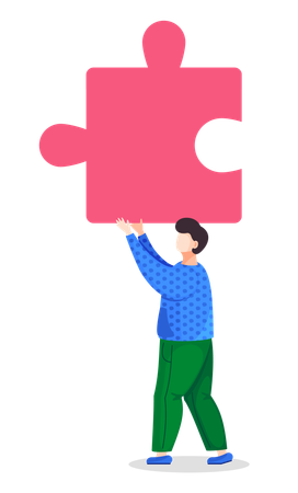 Businessman holding business puzzle piece  Illustration