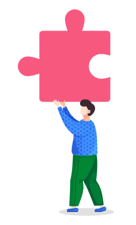 Businessman holding business puzzle piece  Illustration