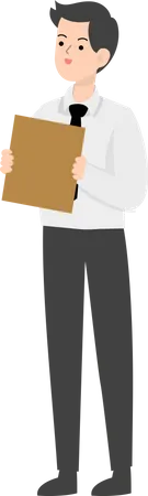 Businessman holding business report Illustration