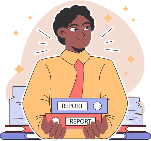 Businessman holding business report  Illustration