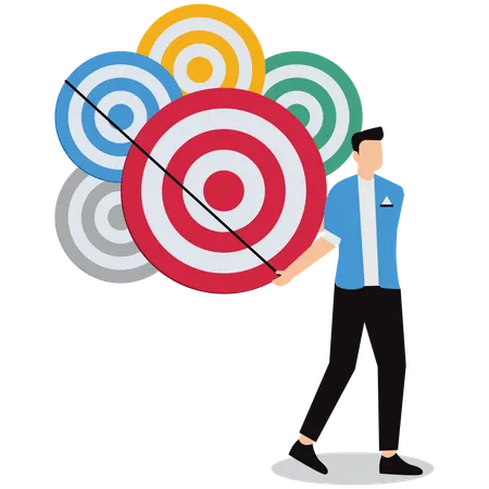 Businessman holding business target  Illustration