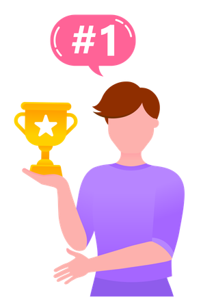 Businessman holding business trophy  Illustration