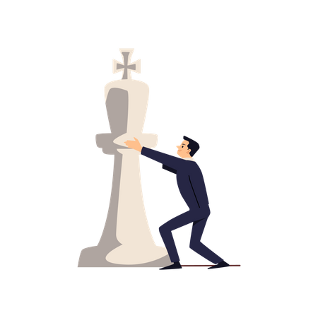 Businessman holding chess piece  Illustration