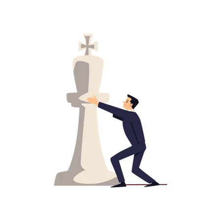 Businessman holding chess piece  Illustration