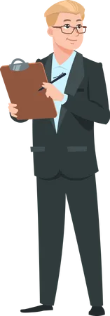 Businessman holding clipboard  Illustration