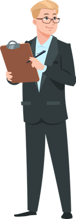 Businessman holding clipboard  Illustration