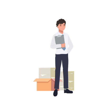 Businessman holding clipboard  Illustration