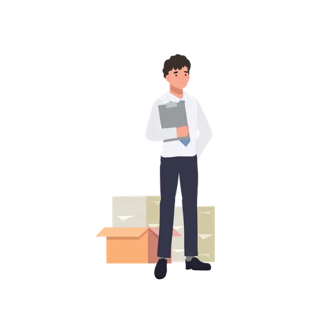 Businessman holding clipboard  Illustration