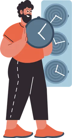 Businessman holding clock  Illustration