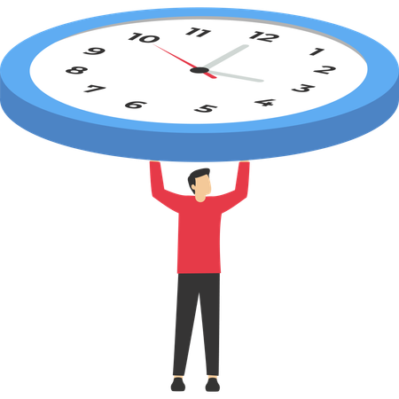 Businessman holding clock for deadline completion  Illustration