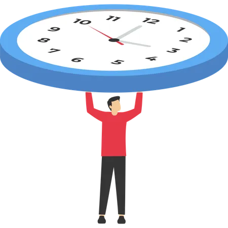 Businessman holding clock for deadline completion  Illustration