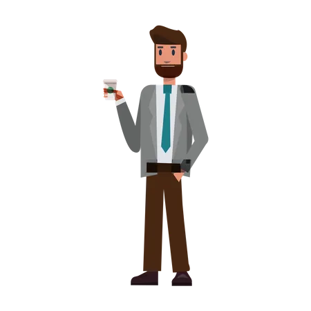 Businessman holding coffee  Illustration